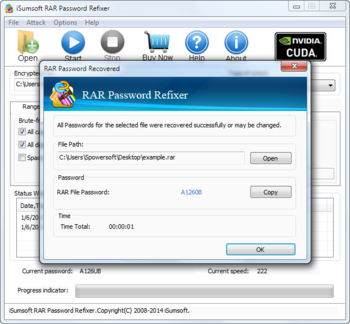 iSumsoft RAR Password Refixer screenshot
