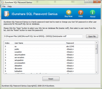 iSunshare SQL Password Genius screenshot 4