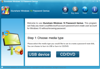 iSunshare Windows 10 Password Genius screenshot