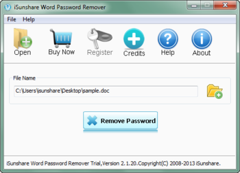 iSunshare Word Password Remover screenshot 3