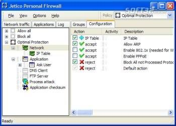 Jetico Personal Firewall screenshot