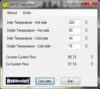 LMTD Calculator screenshot