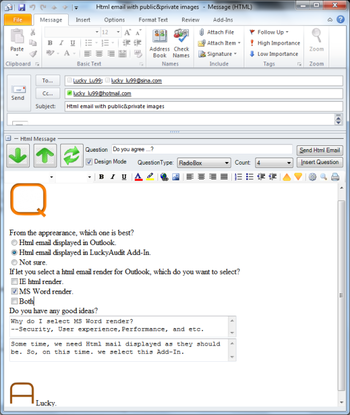 LuckyAudit Html Mail Add-In for Outlook 2007/2010 screenshot