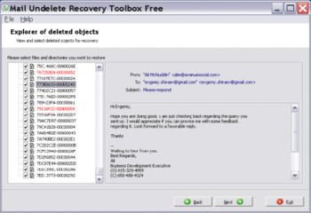 Mail Undelete Recovery Toolbox Free screenshot
