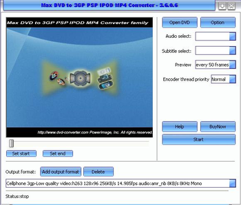 Max DVD to 3GP PSP IPOD MP4 Converter screenshot