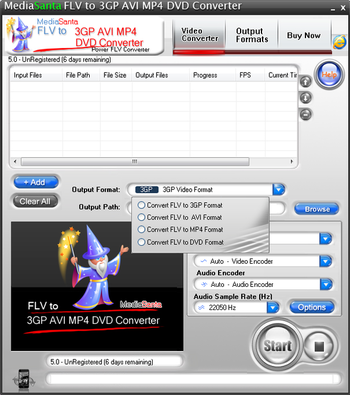 MediaSanta FLV to 3GP AVI MP4 DVD Converter screenshot