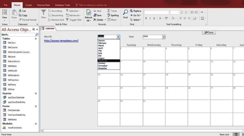 Microsoft Access Calendar Form Template screenshot