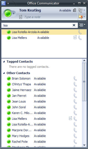 Microsoft Office Communicator screenshot