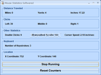 Mouse Statistics Software screenshot