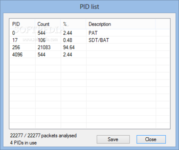 MPEG-2TS Packet Analyser screenshot 9