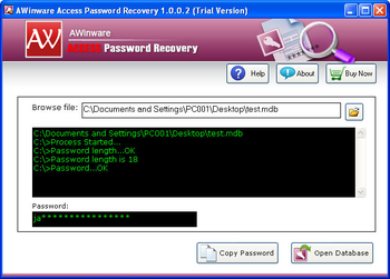 MS Access File Password Recovery screenshot