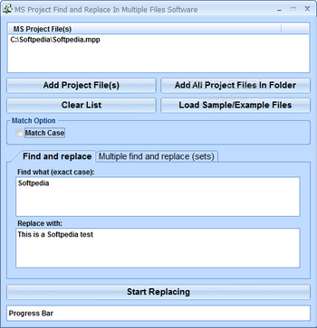 MS Project Find and Replace In Multiple Files Software screenshot