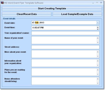 MS Word Event Flyer Template Software screenshot
