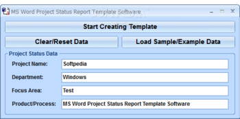 MS Word Project Status Report Template Software screenshot