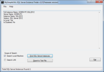 MySimpleUtils SQL Server Instance Finder Portable screenshot