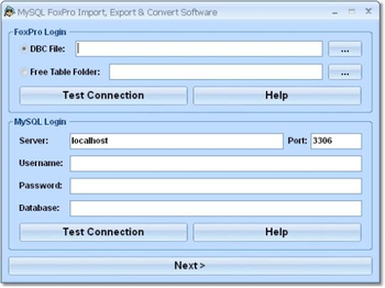 MySQL FoxPro Import, Export & Convert Software screenshot