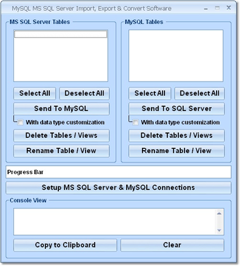MySQL MS SQL Server Import, Export & Convert Software screenshot