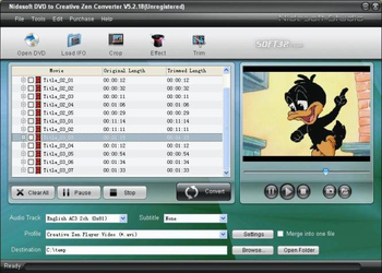 Nidesoft DVD to Creative Zen Converter screenshot 3