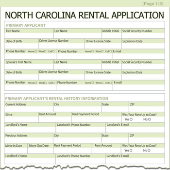 North Carolina Rental Application screenshot
