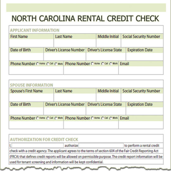 North Carolina Rental Credit Check screenshot
