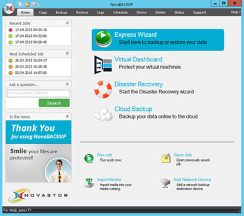NovaBackup Server screenshot