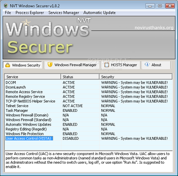 NVT Windows Securer screenshot