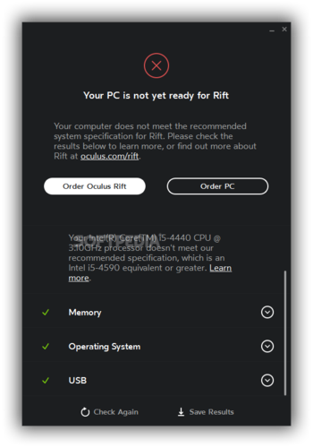 Oculus Rift Compatibility Tool screenshot 2