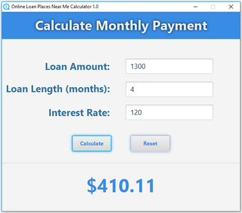 Online Loan Places Near Me Calculator screenshot
