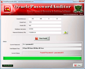 Oracle Password Auditor (formerly OraclePasswordAuditor) screenshot