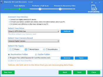 OSpeedy SD Card Recovery screenshot
