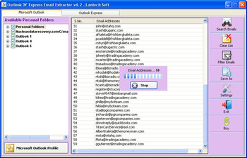 Outlook n Express Email Extractor screenshot 2