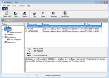 Ozeki SMS Client screenshot