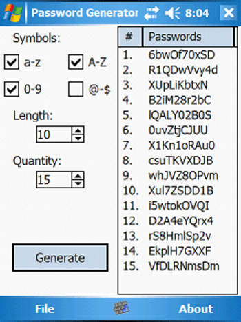 Password Generator PPC screenshot