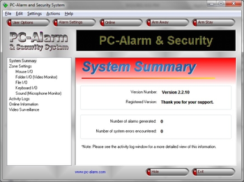 PC-Alarm and Security System screenshot