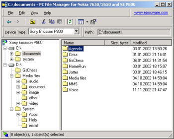PC File Manager for Sony Ericsson P9xx screenshot