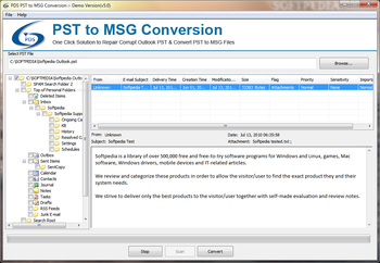 PDS PST to MSG Conversion screenshot