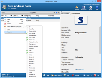 Portable Free Address Book screenshot
