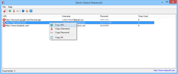 Portable SterJo Opera Passwords screenshot