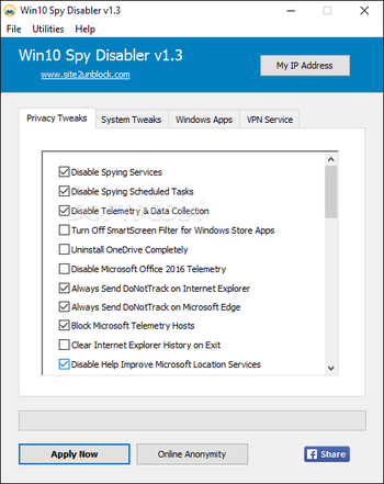Portable Win10 Spy Disabler screenshot