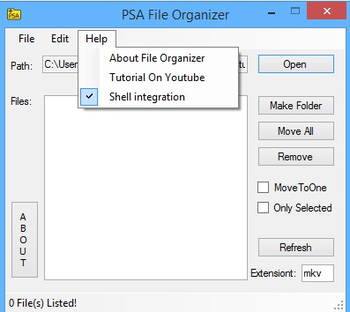 PSA File Organizer screenshot