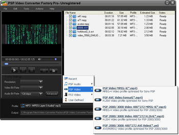 PSP Video Converter Factory Pro screenshot 2