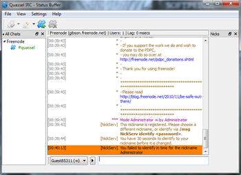 Quassel IRC screenshot