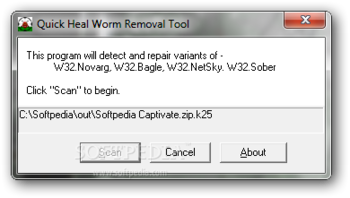 Quick Heal Worm Removal Tool screenshot