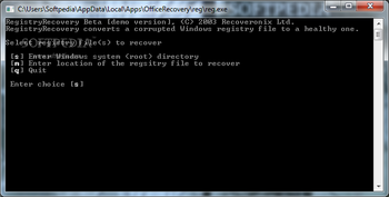 Recovery for Windows Registry screenshot