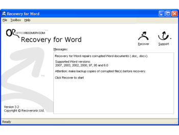 Recovery for Word screenshot