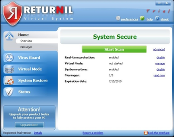 Returnil System Safe 2011 screenshot