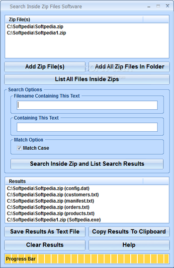 Search Inside Zip Files Software screenshot