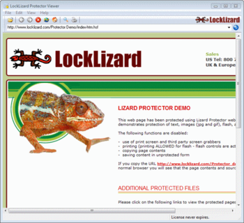 Secure HTML - LockLizard HTML Security viewer screenshot