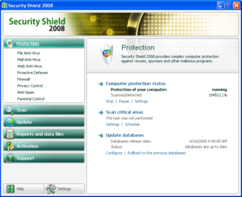 Security Shield 2010 screenshot