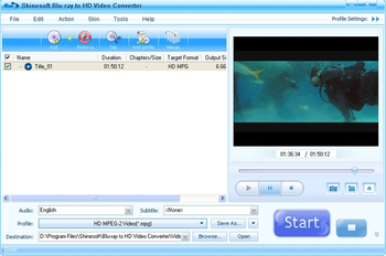 Shinesoft Blu-ray to HD Video Converter screenshot